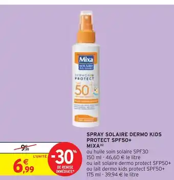 Intermarché Mixa spray solaire dermo kids protect spf50+ (s) offre