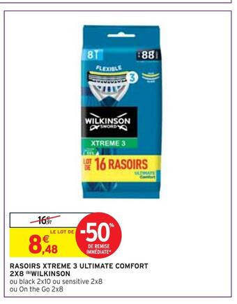 Intermarché Wilkinson rasoirs xtreme 3 ultimate comfort 2x8 offre