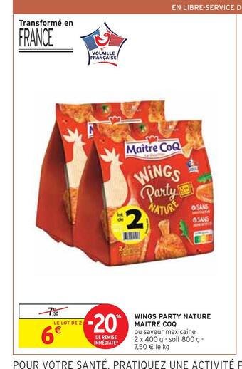 Intermarché Maitre coq wings party nature offre