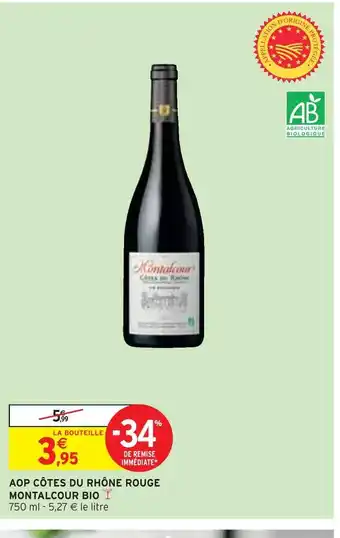 Montalcour aop côtes du rhône rouge bio