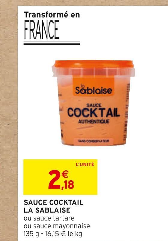 Intermarché La sablaise sauce cocktail offre