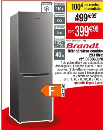 Cora x Carrefour Réfrigérateur combiné brandt offre