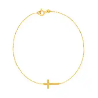 Bracelet or jaune 375 18 cm motif croix