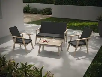 Brico Dépôt Goodhome salon de jardin bois acacia alana 4 places offre