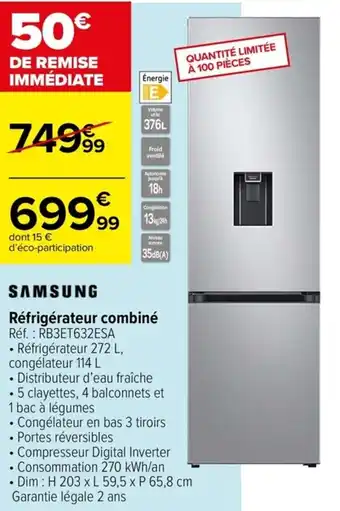 Carrefour Réfrigérateur combiné offre