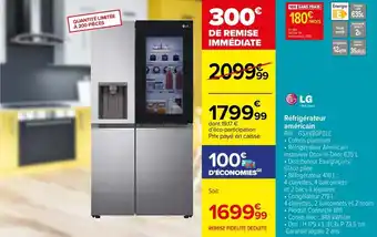 Carrefour Réfrigérateur américaRéf. : GSXV80PZLE • Coloris platinium offre