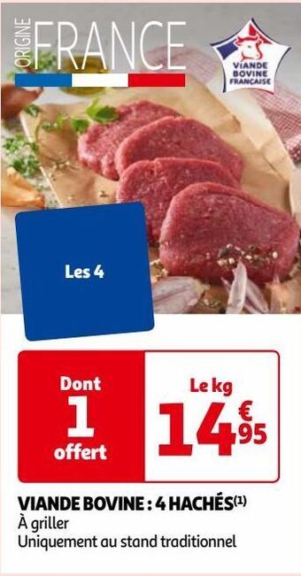 Auchan Viande bovine : 4 hachés offre