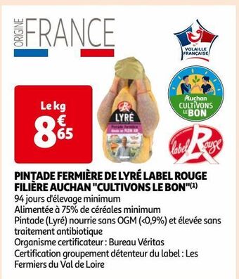 Auchan Pintade fermière de lyré label rouge filière auchan cultivons le bon offre