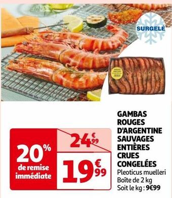 Auchan Gambas rouges d'argentine sauvages entières crues congelées offre