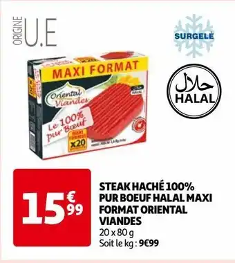 Auchan Steak haché 100% pur boeuf halal maxi format oriental viandes offre