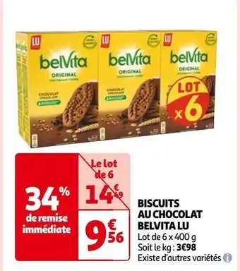 Auchan Biscuits au chocolat belvita lu offre