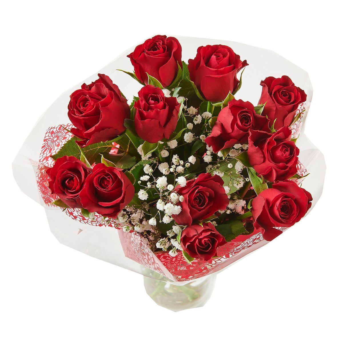 Auchan Supermarché Bouquet de 12 roses  + gypsophile offre