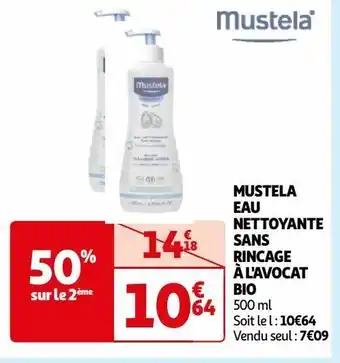 Auchan Mustela eau nettoyante sans rincage à l'avocat bio offre