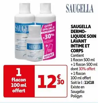 Auchan Saugella dermoliquide soin lavant intime et corps offre