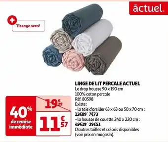 Auchan Linge de lit percale actuel offre