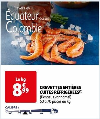 Auchan Supermarché Crevettes entières cuites réfrigérées offre