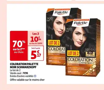 Auchan Schwarzkopf coloration palette noir offre