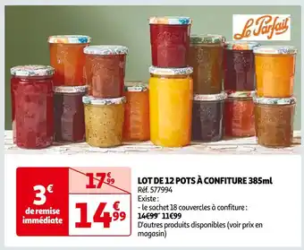 Auchan Le parfait lot de 12 pots à confiture 385ml offre