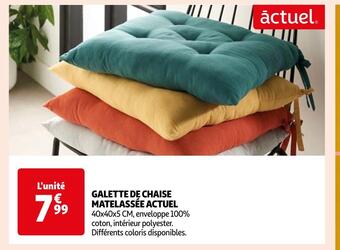 Actuel galette de chaise matelassée