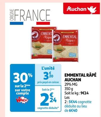 Auchan Auchan emmental râpé offre