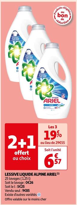 Auchan Supermarché Ariel lessive liquide alpine offre