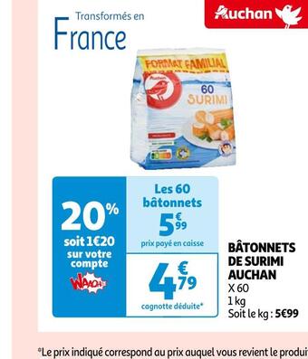 Auchan Auchan bâtonnets de surimi offre