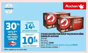 Auchan Auchan steaks hachés pur boeuf façon bouchère surgelés offre