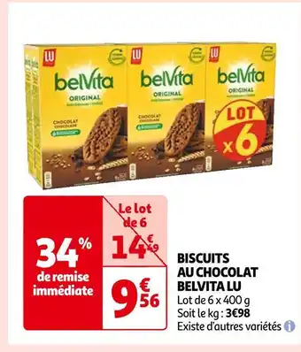 Auchan Lu biscuits au chocolat belvita offre