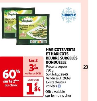 Auchan Bonduelle haricots verts et haricots beurre surgelés offre