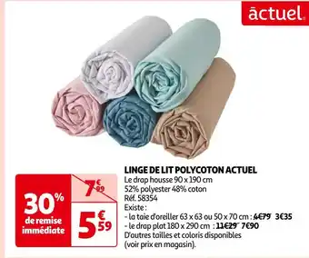 Auchan Actuel linge de lit polycoton offre