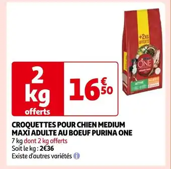 Auchan Purina one croquettes pour chien medium maxi adulte au boeuf offre