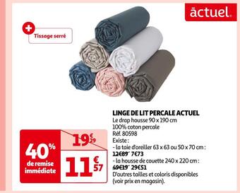 Auchan Actuel linge de lit percale offre