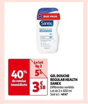 Auchan Sanex gel douche regular health offre