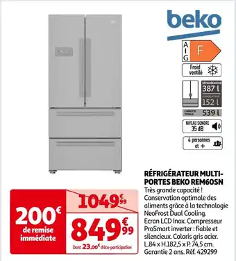 Beko réfrigérateur multiportes beko rem60sn