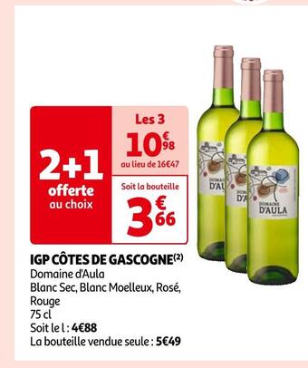 Auchan Domaine d'aula igp côtes de gascogne offre