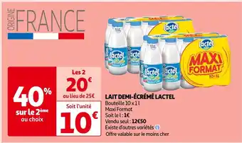 Auchan Lactel lait demi-écrémé offre
