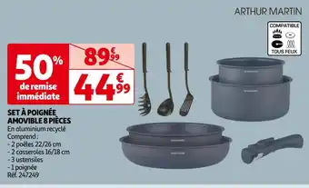 Auchan Arthur martin set à poignée amovible 8 pièces offre