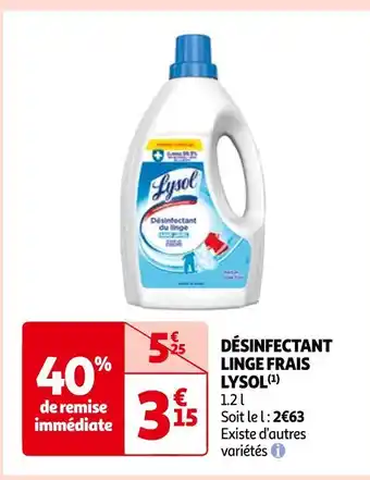Auchan Lysol désinfectant linge frais offre