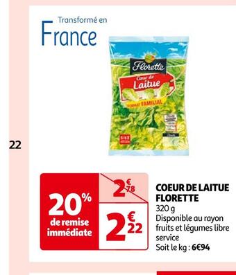 Auchan Florette coeur de laitue offre