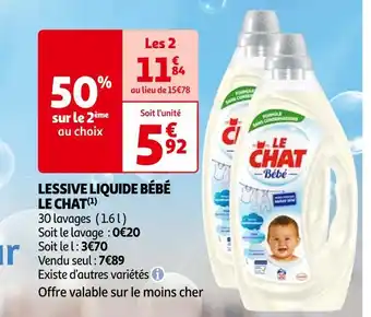 Auchan Le chat lessive liquide bébé offre