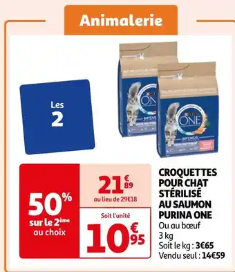 Auchan Supermarché Purina one croquettes pour chat stérilisé au saumon offre