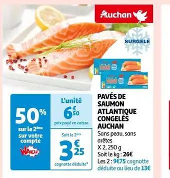 Auchan Auchan pavés de saumon atlantique congelés offre