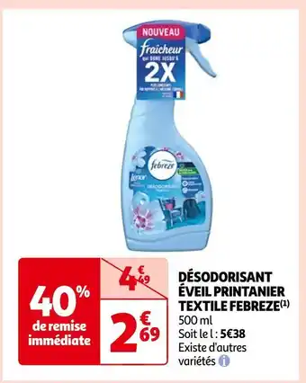 Auchan Febreze désodorisant éveil printanier textile offre