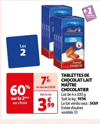 Lindt tablettes de chocolat lait maître chocolatier