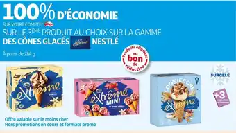 Auchan Supermarché Nestlé 100% d’économie sur votre compte waaoh ! sur le 3ème produit au choix sur la gamme des cônes glacés extreme nestlé offre
