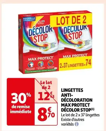 Auchan Supermarché Décolor stop lingettes antidécoloration max protect(1) offre