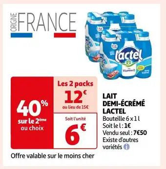 Auchan Supermarché Lactel lait demi-écrémé offre
