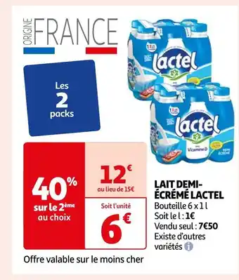 Auchan Supermarché Lactel lait demiécrémé offre