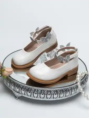 Fille chaussures plates à détail papillon à bride de cheville à la mode extérieur