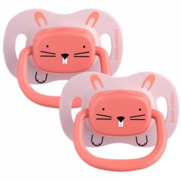Les bébés de Sabine Lot de 2 sucettes réversibles en silicone 0-6 mois minimalist animals rose offre